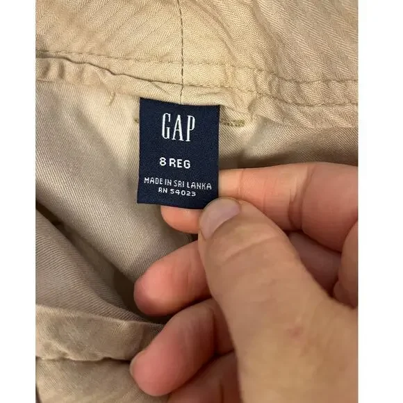 Gap Women's Sz 8R 100% Cotton Straight Leg Utility Flap Pocket Khaki Pants #0403 - Picture 3 of 11